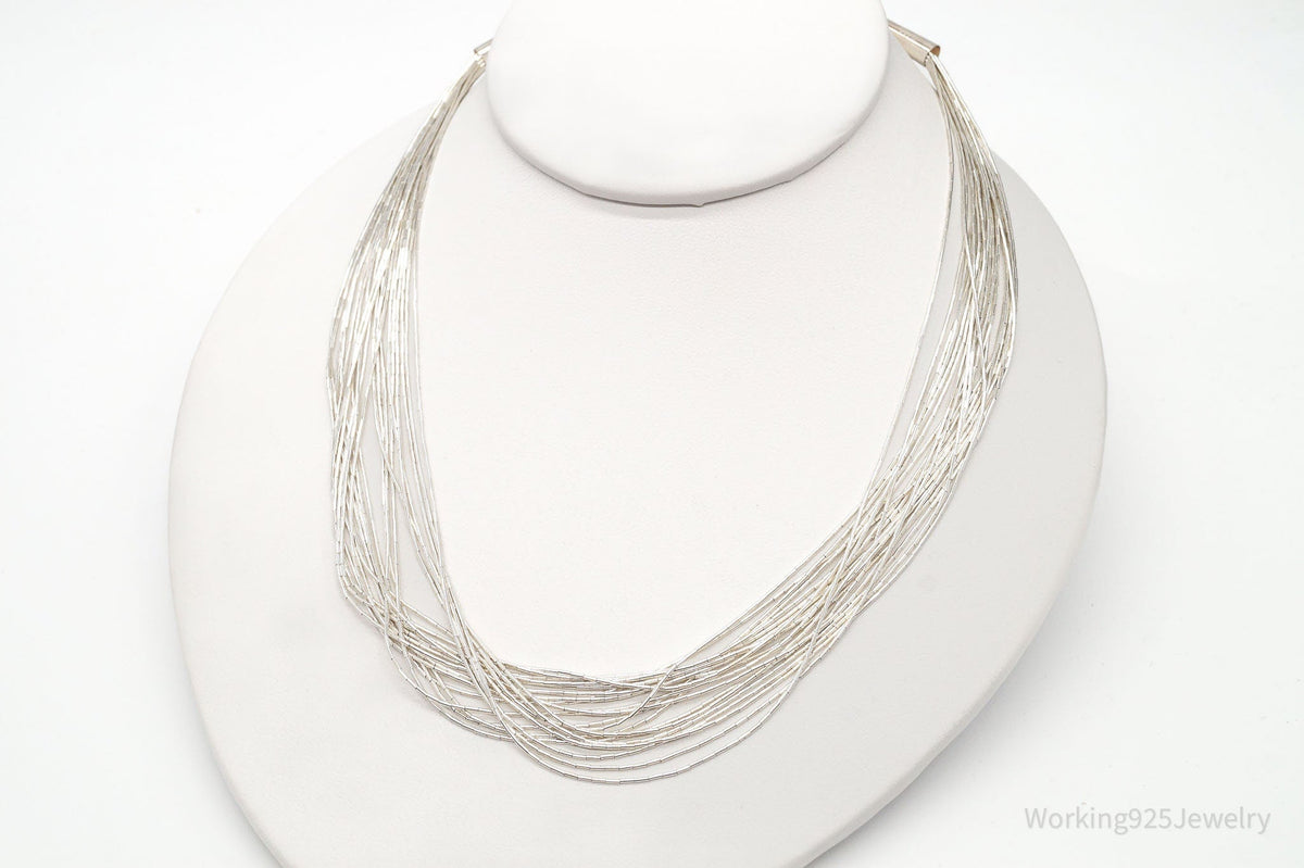 Vintage Native American Sterling Silver Bead Necklace