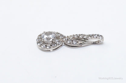 Vintage Art Deco Cubic Zirconia Sterling Silver Necklace Pendant