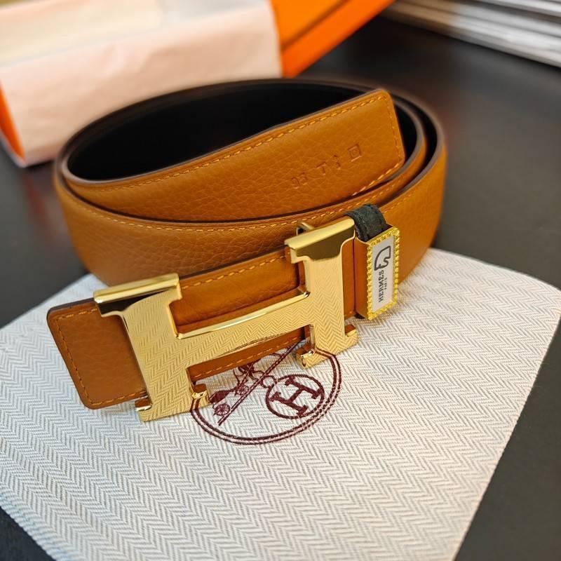Hermes Men Gold Buckle Belt 'Brown'