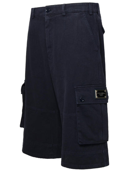 Dolce & Gabbana Blue Cotton Cargo Bermuda Shorts