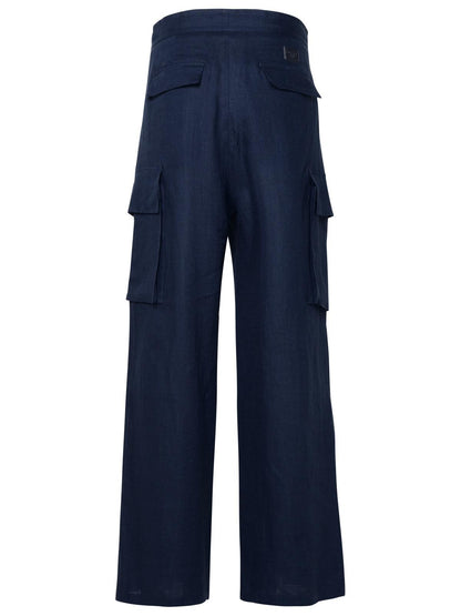 Dolce & Gabbana Blue Linen Cargo Pants