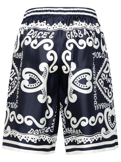 Dolce & Gabbana Bermuda Shorts Navy Silk Joggers