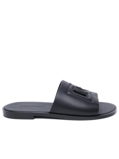 Dolce & Gabbana Black Nappa Slippers