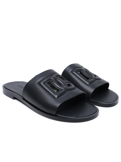 Dolce & Gabbana Black Nappa Slippers