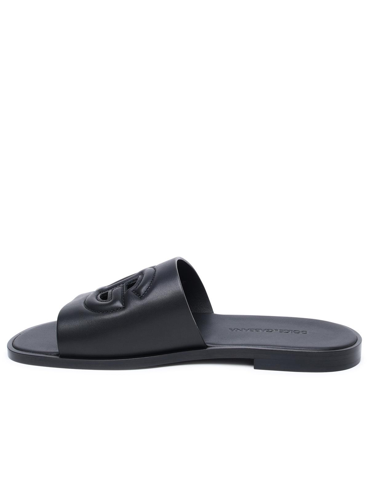 Dolce & Gabbana Black Nappa Slippers