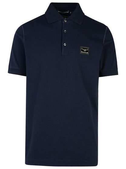 Dolce & Gabbana Navy Cotton Polo Shirt