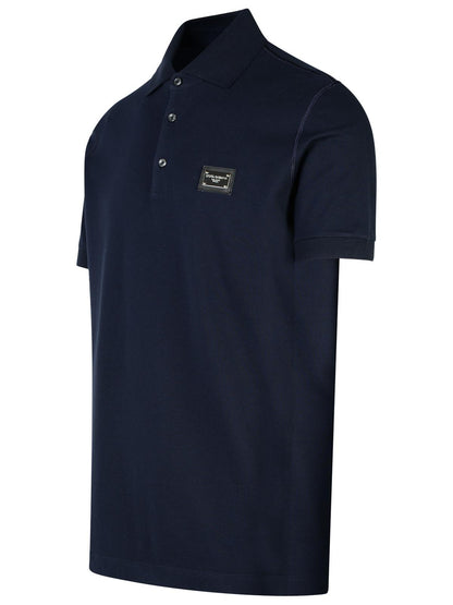 Dolce & Gabbana Navy Cotton Polo Shirt