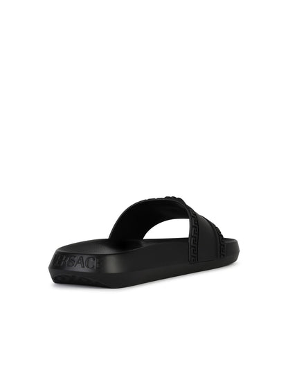 Versace Black Rubber Slippers