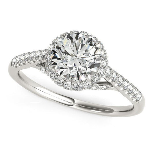 14k White Gold Round Cut Pave Set Shank Diamond Engagement Ring (1 3/8 cttw) — photo 1 of 6