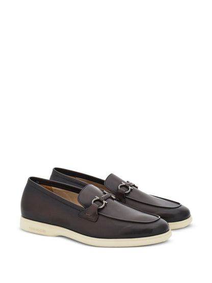 Ferragamo Leather Buckle Loafers - Men's Slip-On Style