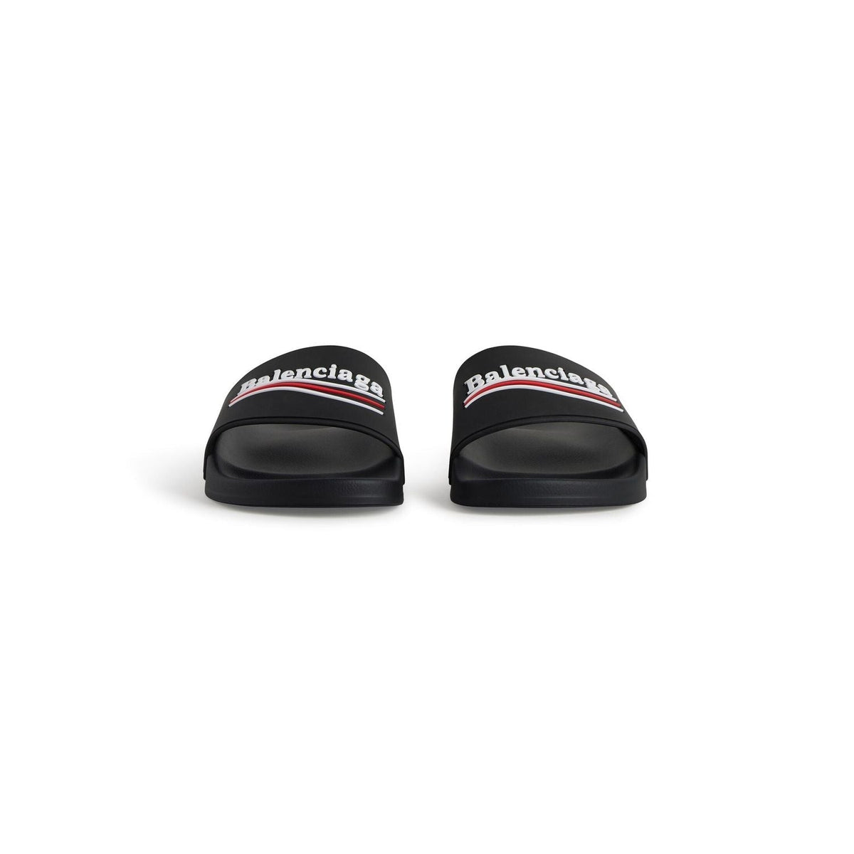 BALENCIAGA Pool Rubber Political Logo Sandals