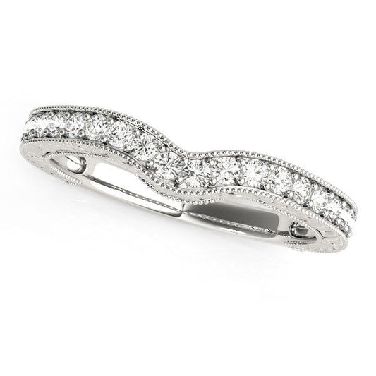 14k White Gold Bead Border Curved Diamond Wedding Band (1/4 cttw) — photo 1 of 2