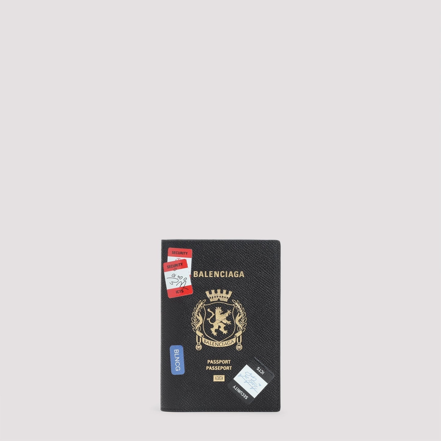 BALENCIAGA Leather Passport Holder with Multicolor Accent