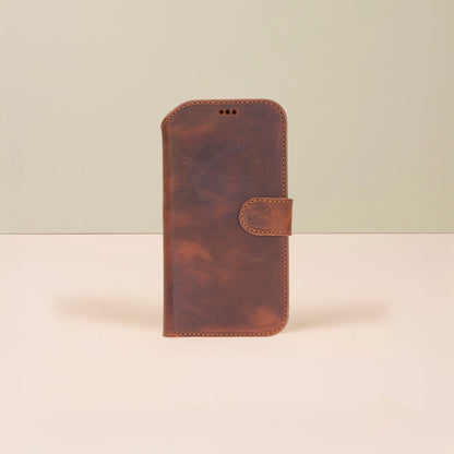 Premium Leather iPhone Air Wallet Case – Brown - Austin