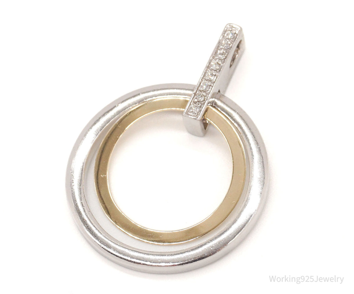 Vintage Designer Alwand Vahan 14K Gold Cubic Zirconia Sterling Silver Pendant