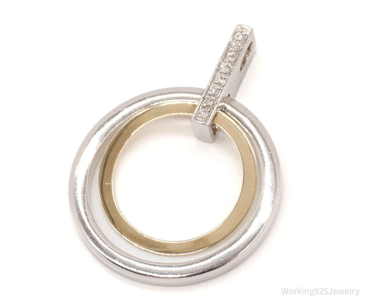 Vintage Designer Alwand Vahan 14K Gold Cubic Zirconia Sterling Silver Pendant