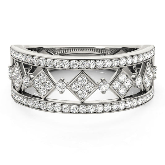 Diamond Studded Square Motif Ring in 14k White Gold (1/2 cttw) — photo 2 of 8