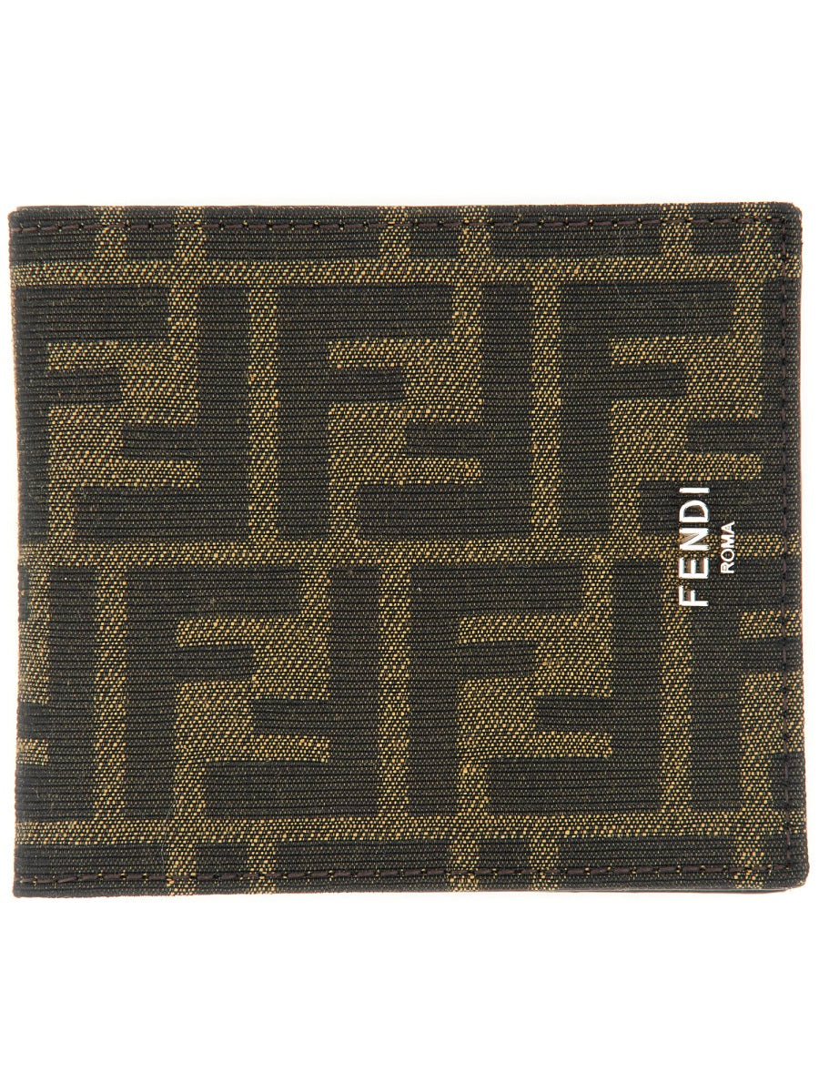 FENDI Jacquard Leather Bifold Wallet - Men's Mini Accessory