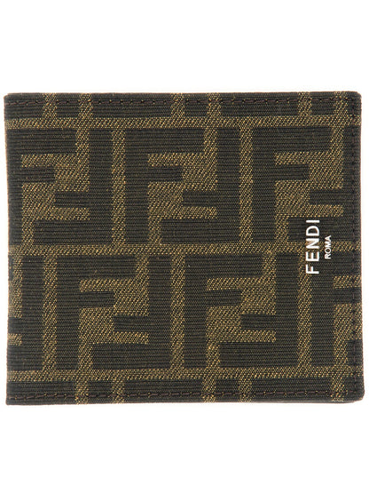 FENDI Jacquard Leather Bifold Wallet - Men's Mini Accessory