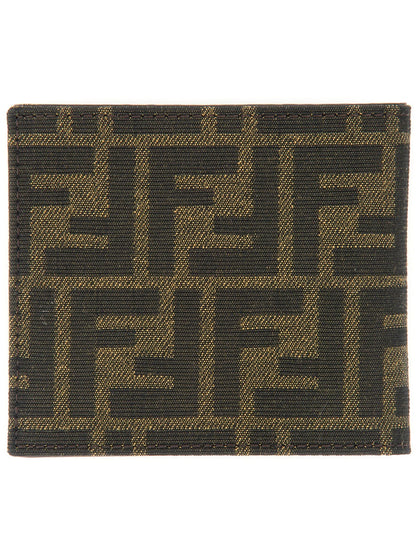 FENDI Jacquard Leather Bifold Wallet - Men's Mini Accessory