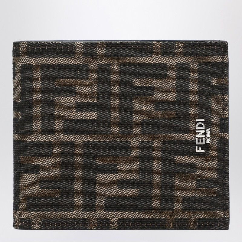 FENDI Jacquard Leather Bifold Wallet - Men's Mini Accessory