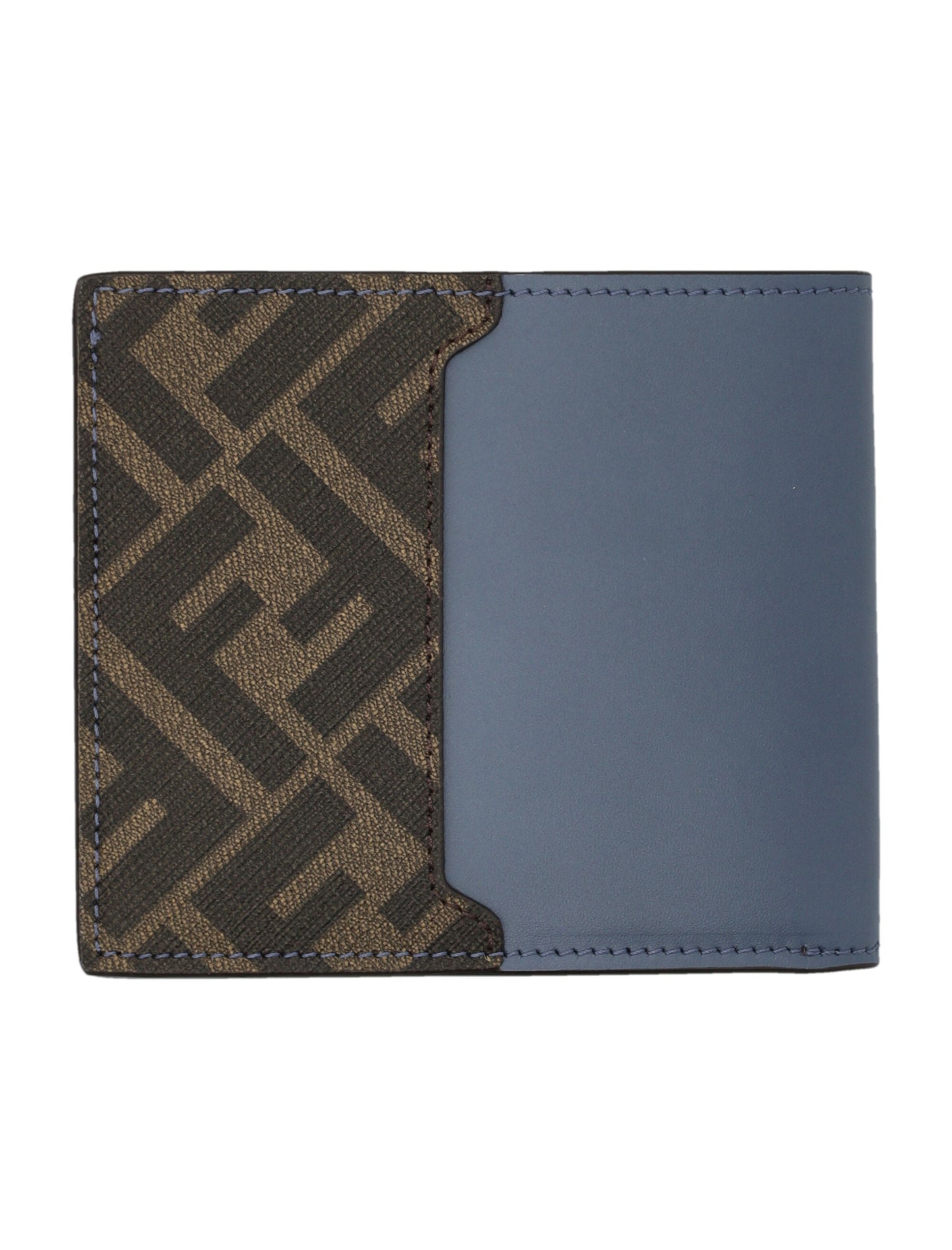FENDI Men's Leather and Canvas Compact Bi-Fold Mini Wallet