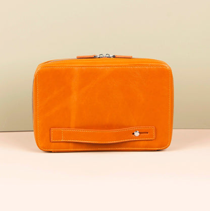 Leather Tech Organizer Case - Orange - Oslo
