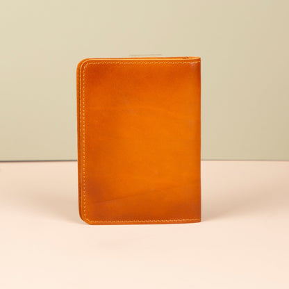 Leather Passport Holder - Orange Brown - Milan