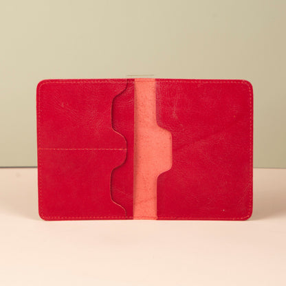 Leather Passport Holder - Red - Milan