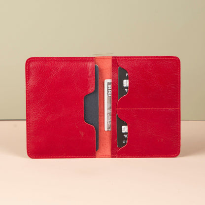 Leather Passport Holder - Red - Milan