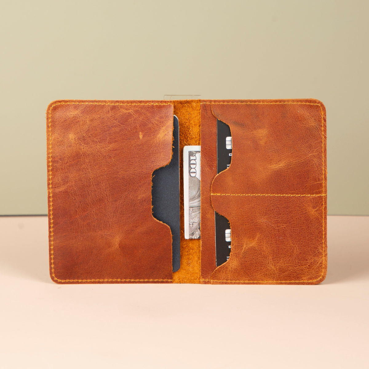Leather Passport Holder - Brown - Milan