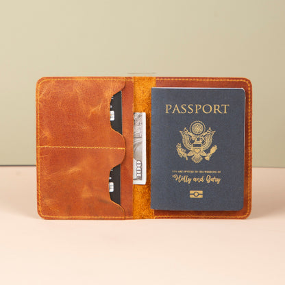 Leather Passport Holder - Brown - Milan