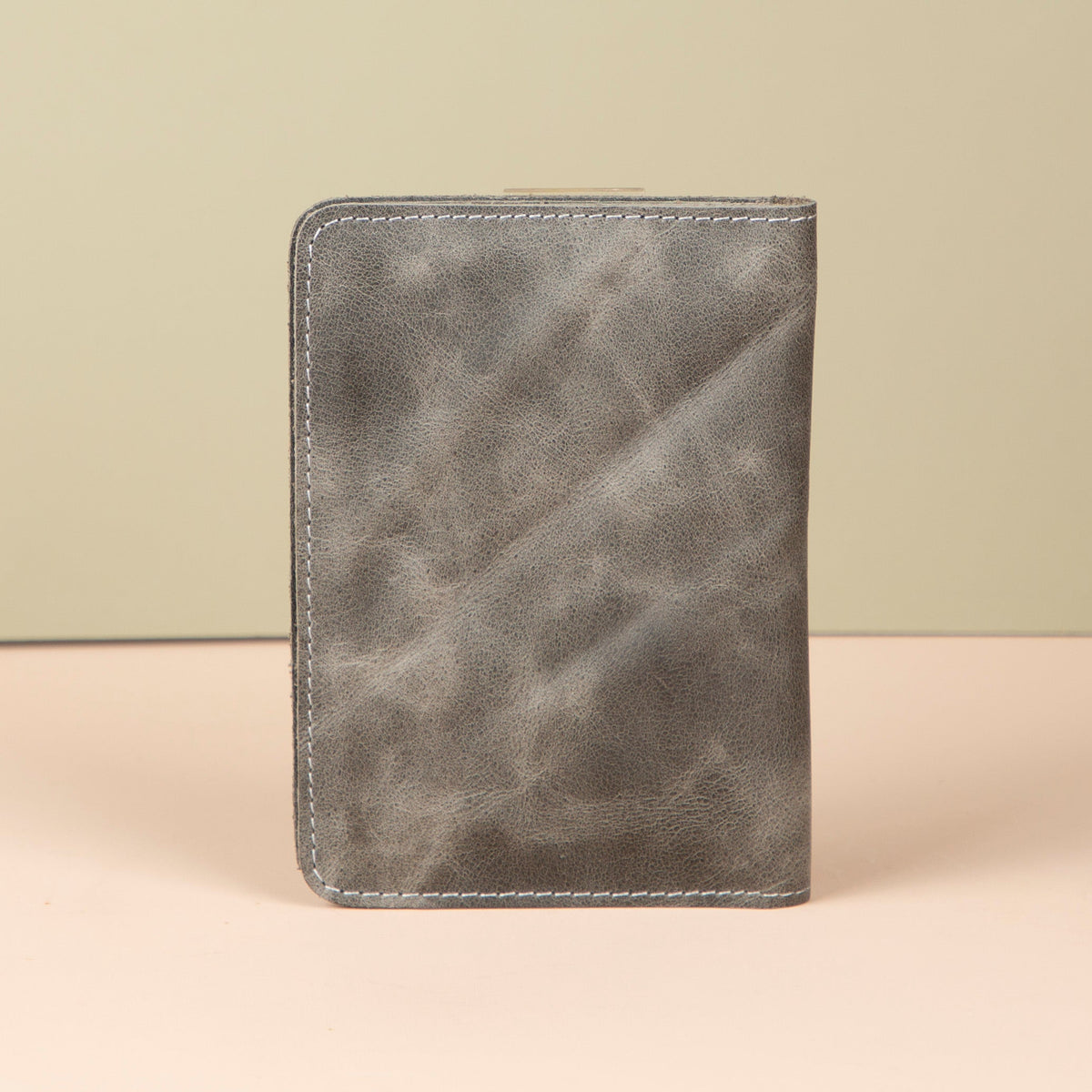 Leather Passport Holder - Light Gray - Milan