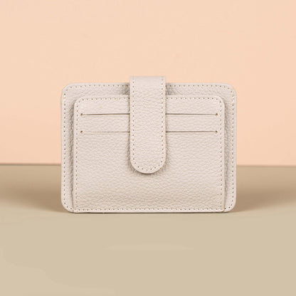 Leather Card Holder Wallet with ID Window - Light Grey - Miami