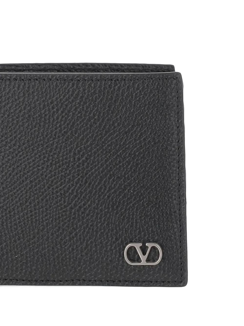 VALENTINO Pebble Leather Vlogo Mini Wallet