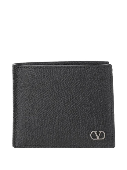 VALENTINO Pebble Leather Vlogo Mini Wallet
