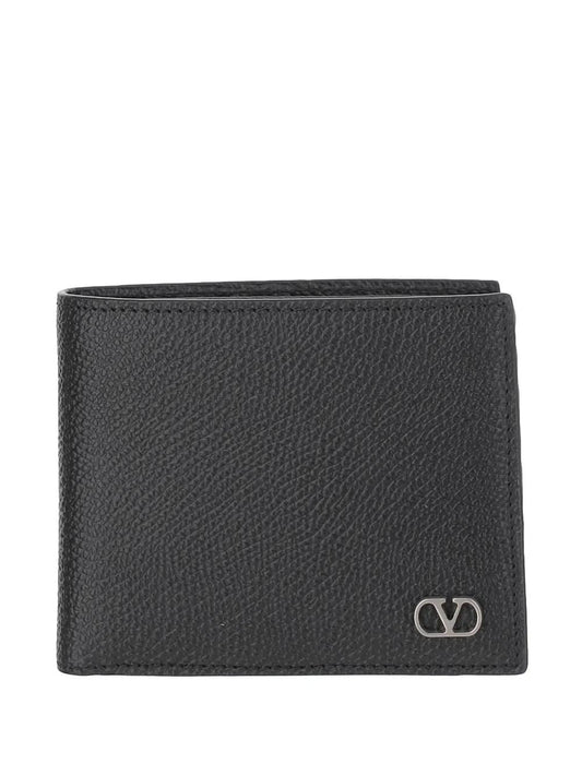 VALENTINO Pebble Leather Vlogo Mini Wallet