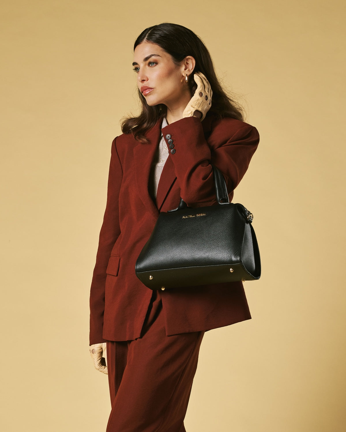 Zita (black) - Italian calf leather women's handbag (with shoulder strap) — photo 5 of 9