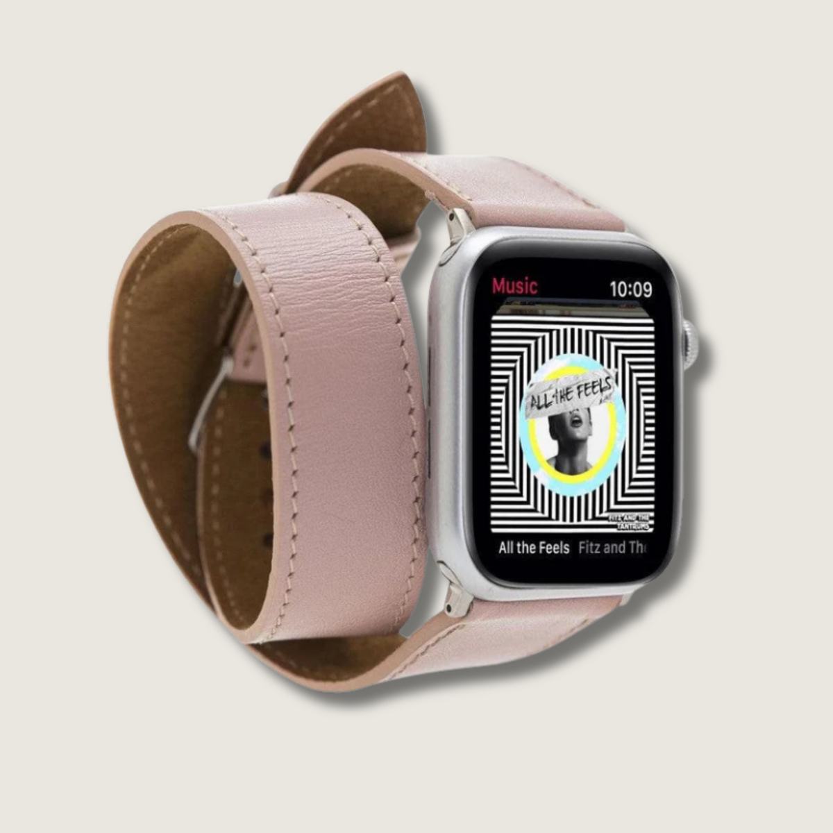 Luxury Double Wrap Pink Leather Apple Watch Band - San Diego