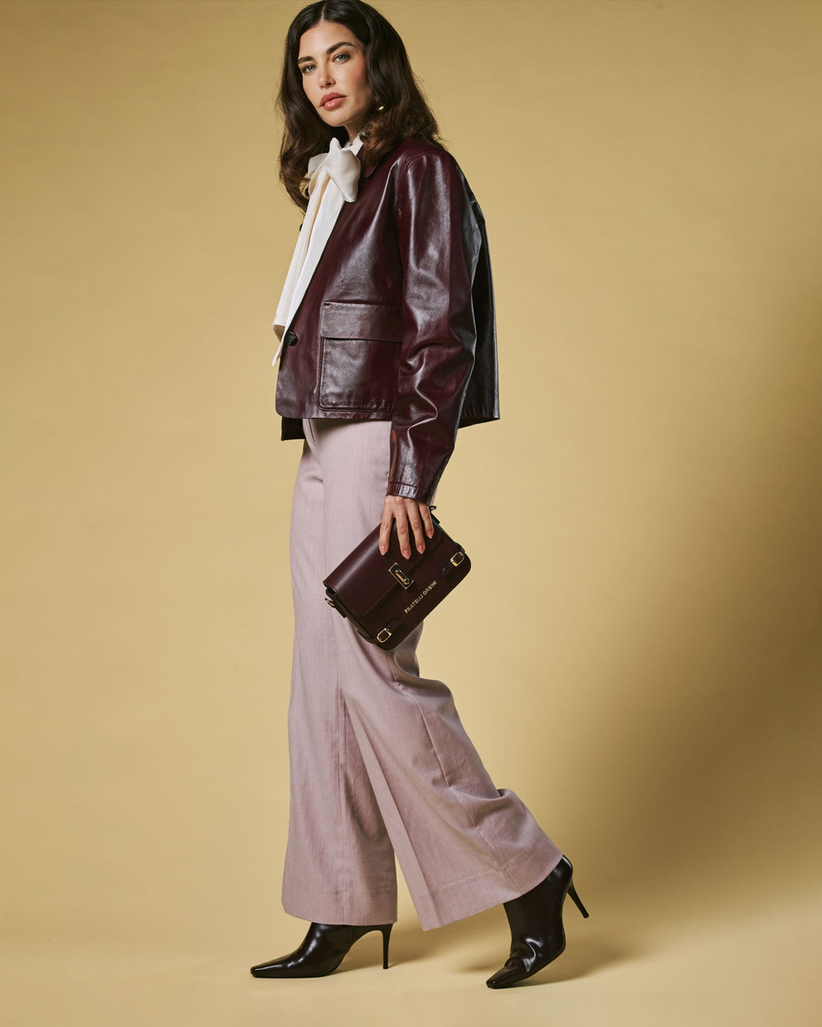 Mirella (eggplant) - Italian calf leather women's crossbody bag (with shoulder strap) — photo 9 of 9