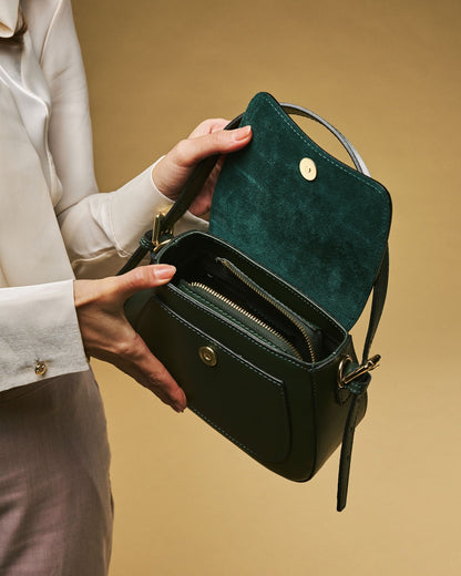 Ottavia (green) - Italian calf leather women's crossbody bag (with shoulder strap) — photo 5 of 10