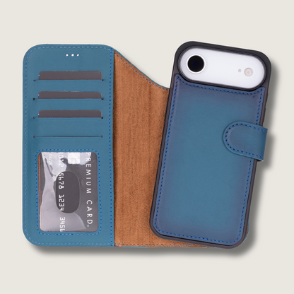 Premium Leather iPhone Air Wallet Case – Blue - Austin