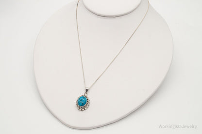 Vintage Turquoise Bali Style Sterling Silver Necklace