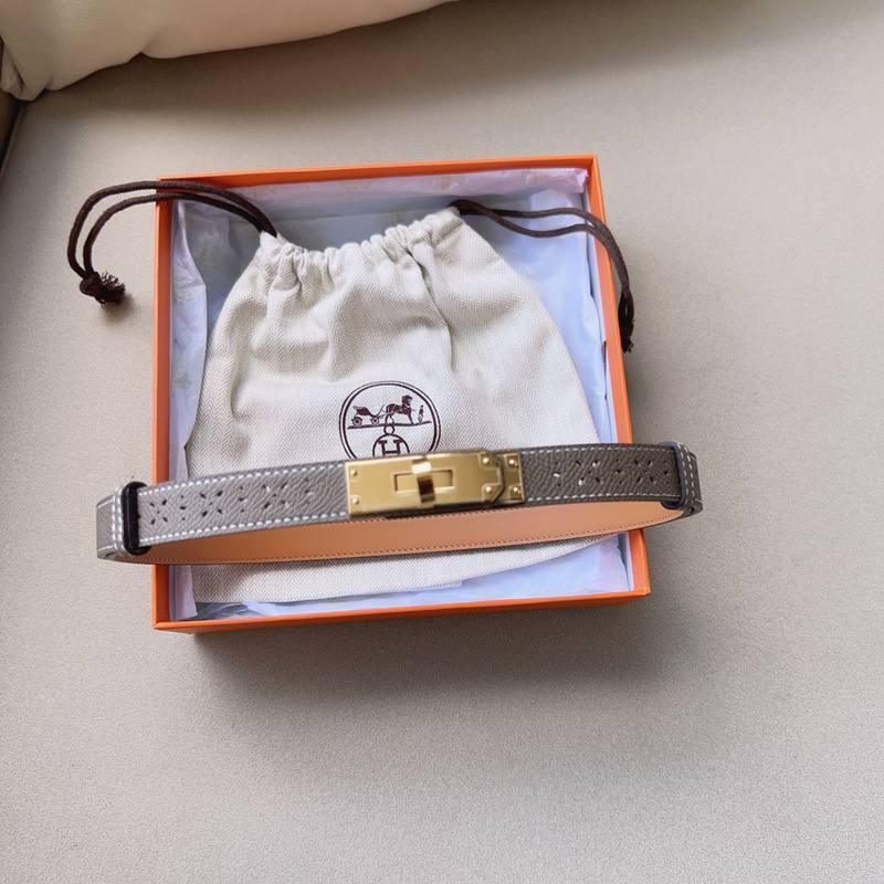 Hermes Men Gold Buckle Belt 'Grey'