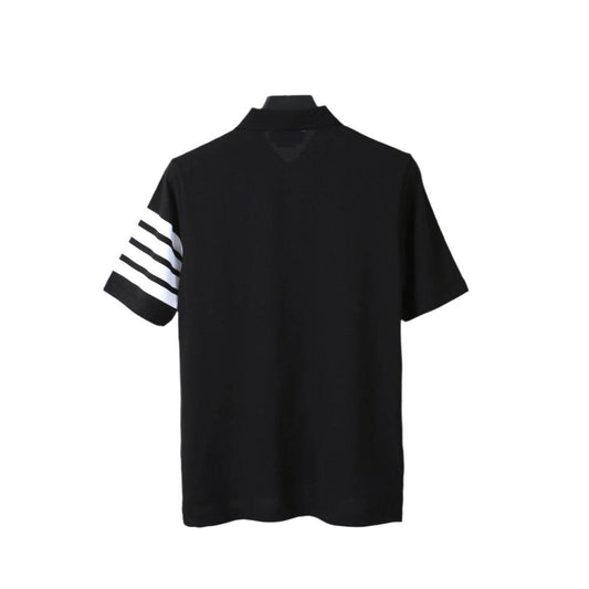 Thom Browne Black T-Shirt with Collar