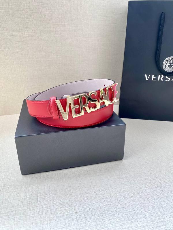 Versace Women's Leather Logo Decorated Buckle Belt