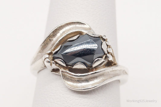Vintage Mid Century Hematite Sterling Silver Ring - Size 6