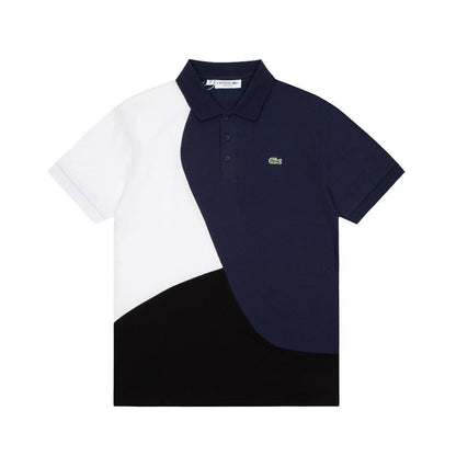 Lacoste T-Shirt with Collar 'White-Black-Blue'