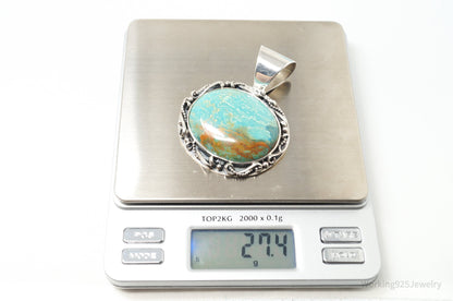 Vtg Designer Desert Rose Trading Co Turquoise Sterling Silver Necklace Pendant