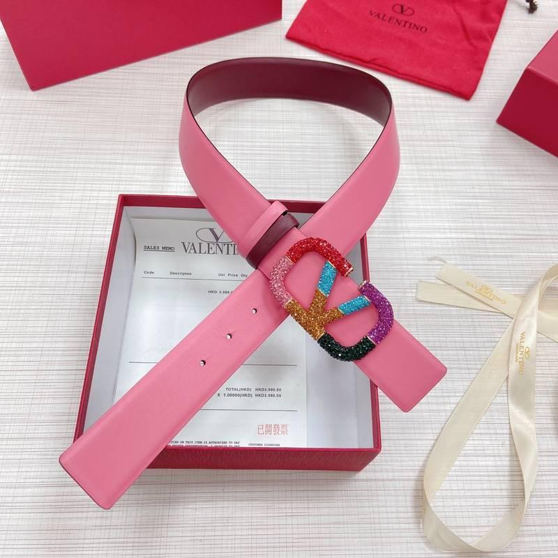 VALENTINO GARAVANI V logo Rainbow Reversible Leather Belt 'Pink/Red'